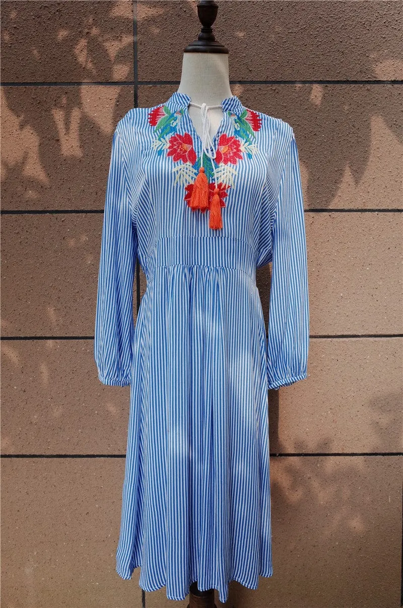 Bayview Market Vertical Striped Dress - One Size