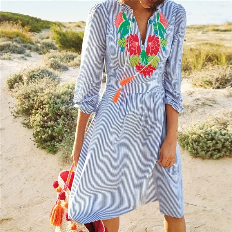 Bayview Market Vertical Striped Dress - One Size