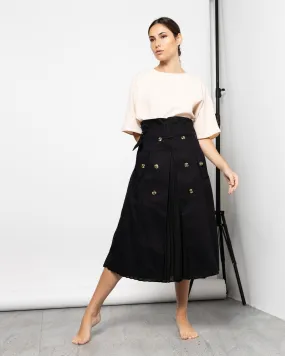 BELTED BUTTONED COTTON TWILL SKIRT 1878 - تنورة