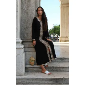 Black Beige Karima Kaftan Caftan-Moroccan Kaftan