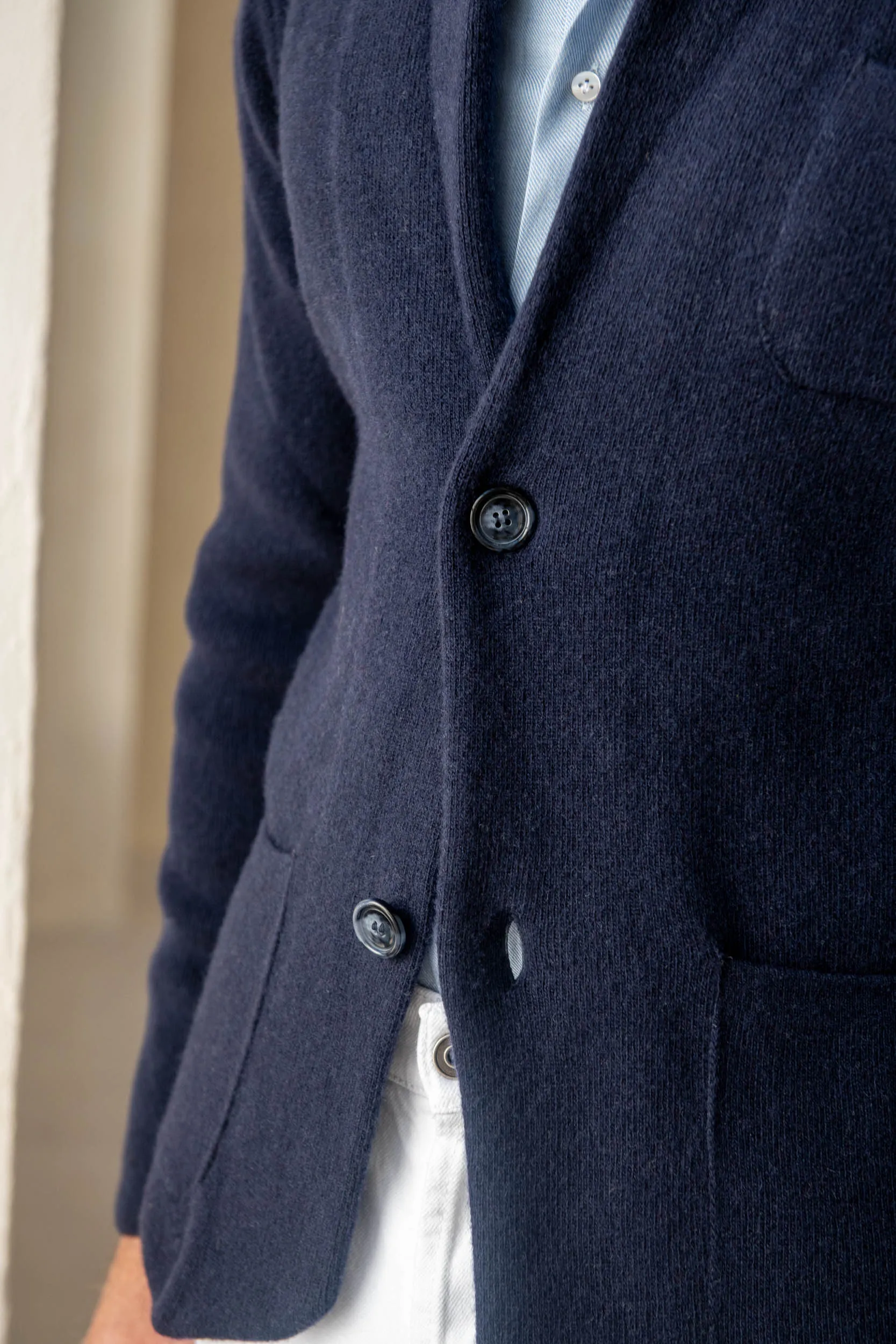 Blue Knitted Jacket - Wool and Cashmere - Made in Italy