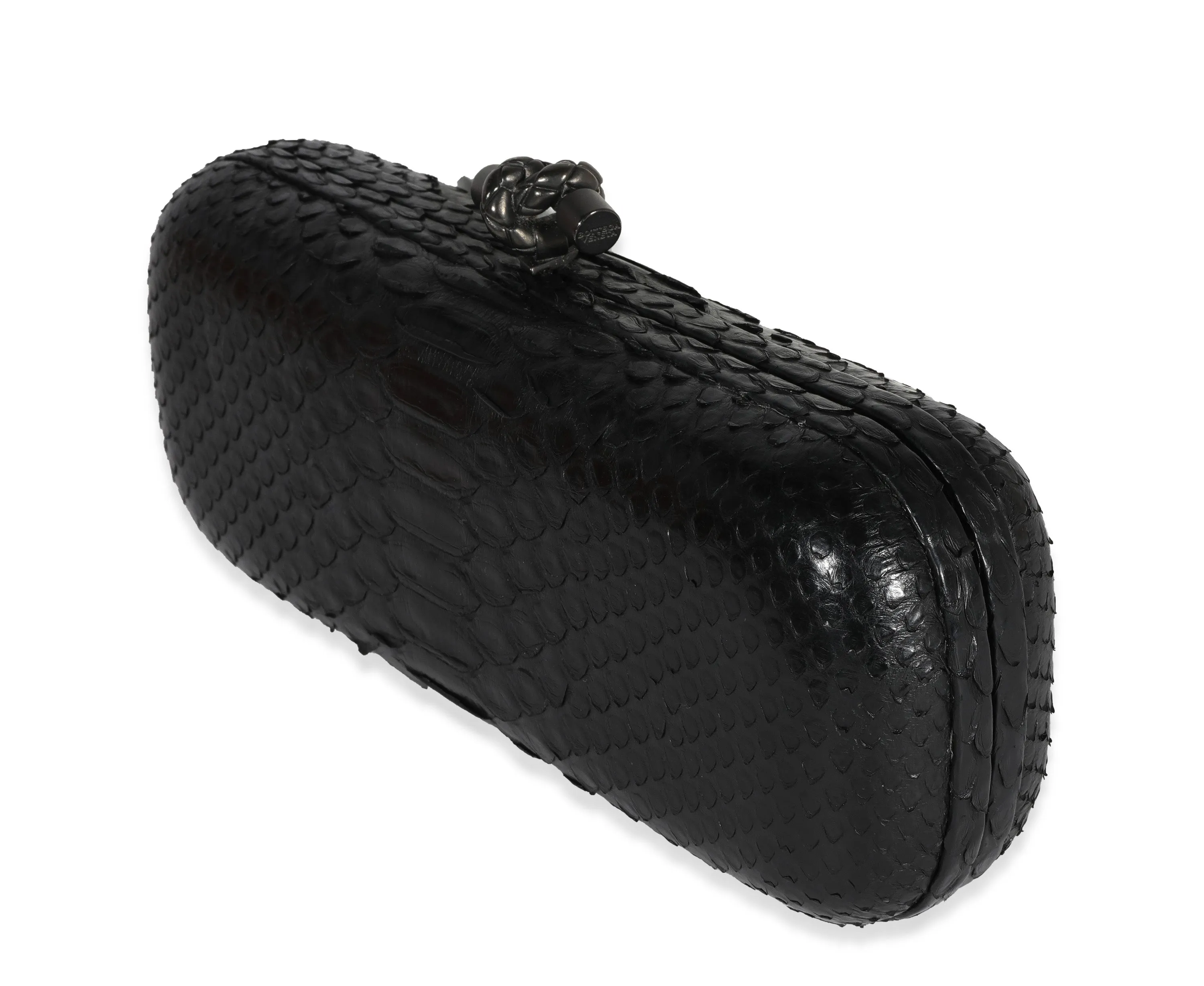 Bottega Veneta Black Python Long Knot Clutch