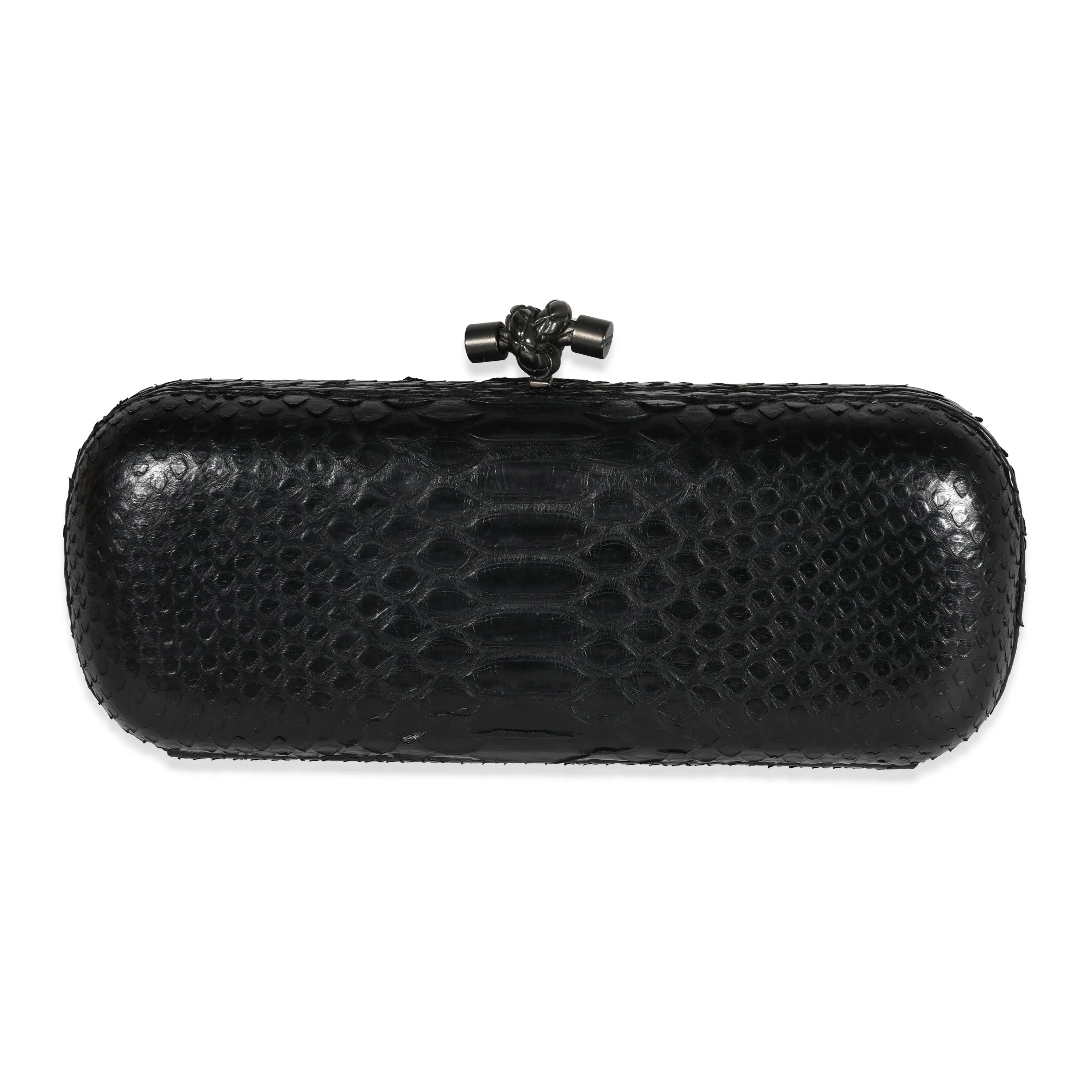 Bottega Veneta Black Python Long Knot Clutch