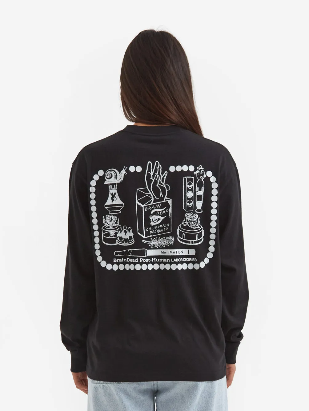 Brain Dead Post-human Laboratories Longsleeve Tee W - Black