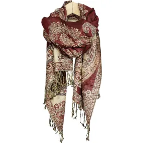 Burgundy Paisley Print Pashmina
