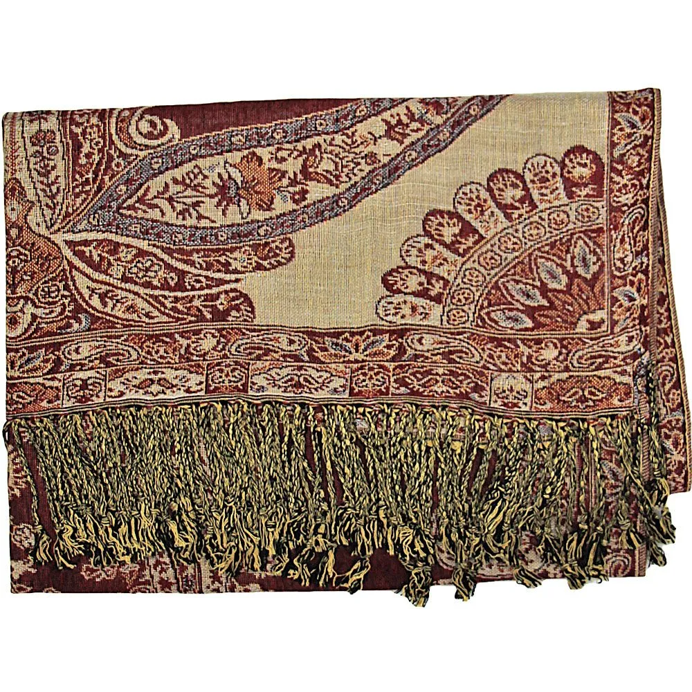 Burgundy Paisley Print Pashmina