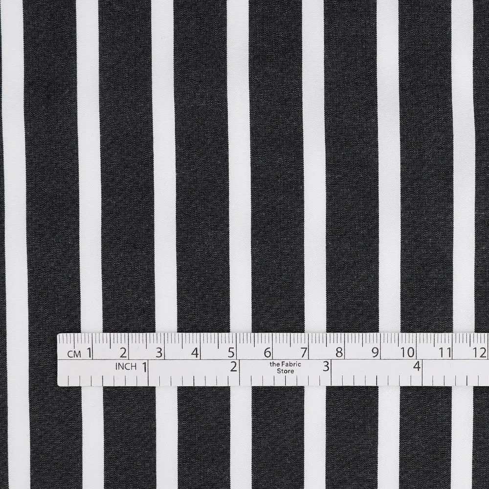 Butchers Stripe Cotton Shirting - Black (remnant)
