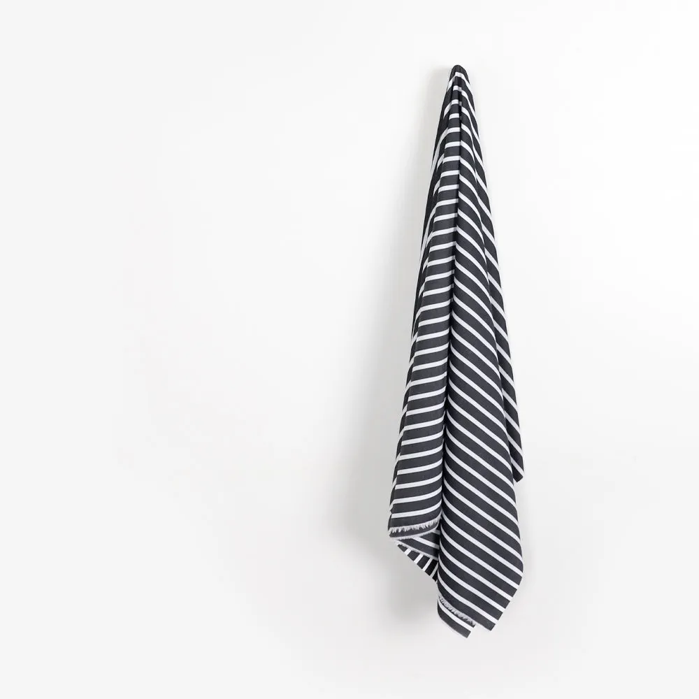 Butchers Stripe Cotton Shirting - Black (remnant)