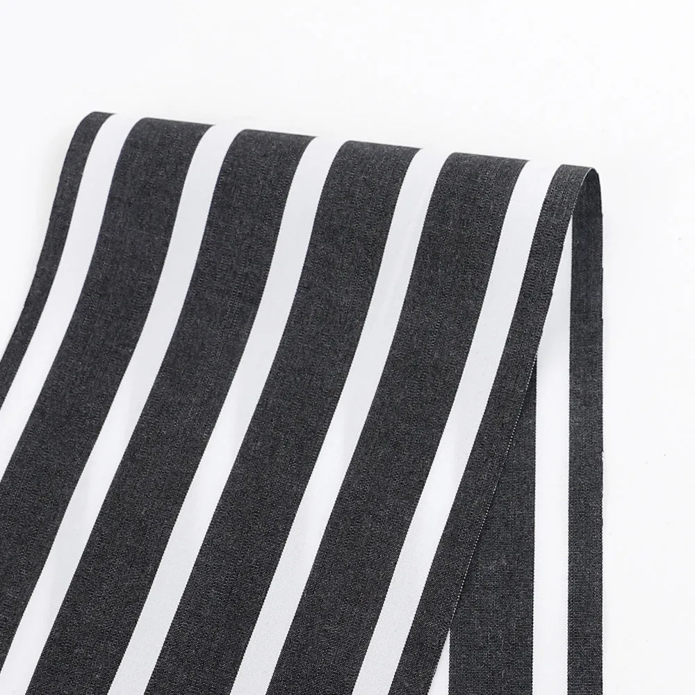Butchers Stripe Cotton Shirting - Black (remnant)
