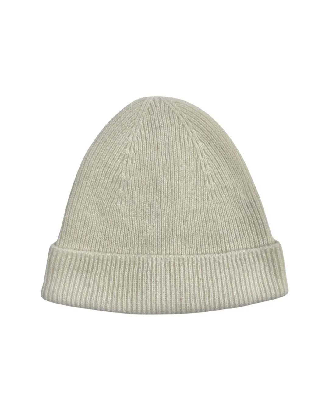 Cashmere rib beanie in ivory