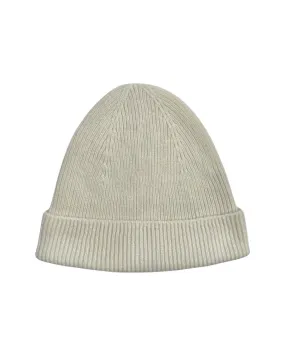 Cashmere rib beanie in ivory