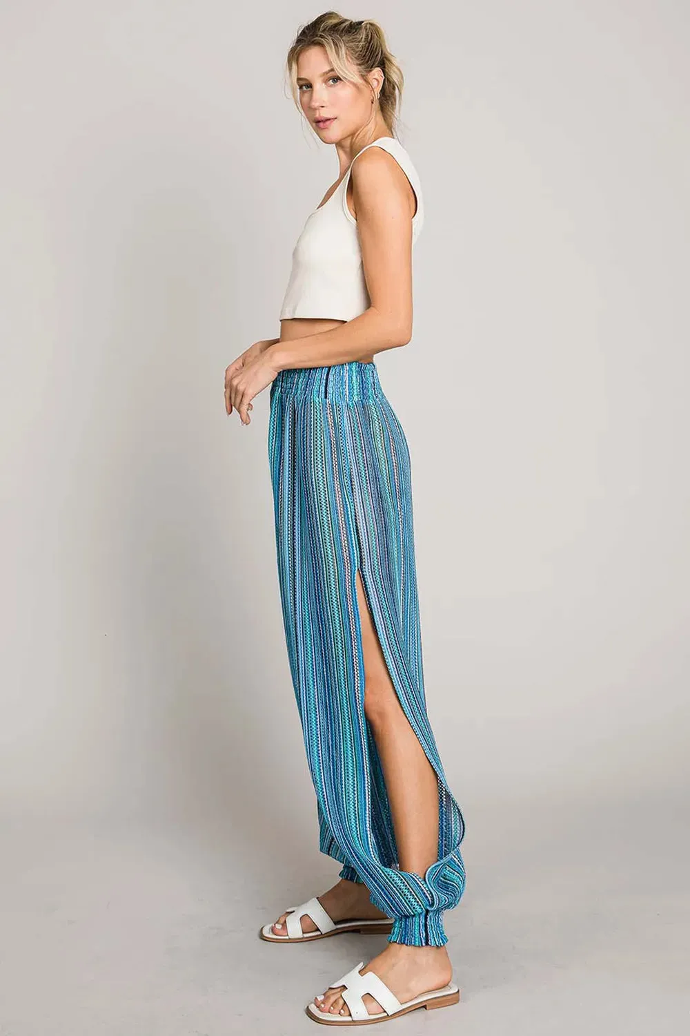 Cotton Bleu by Nu Label Striped Smocked Cover Up Pants - OW *FINAL SALE*
