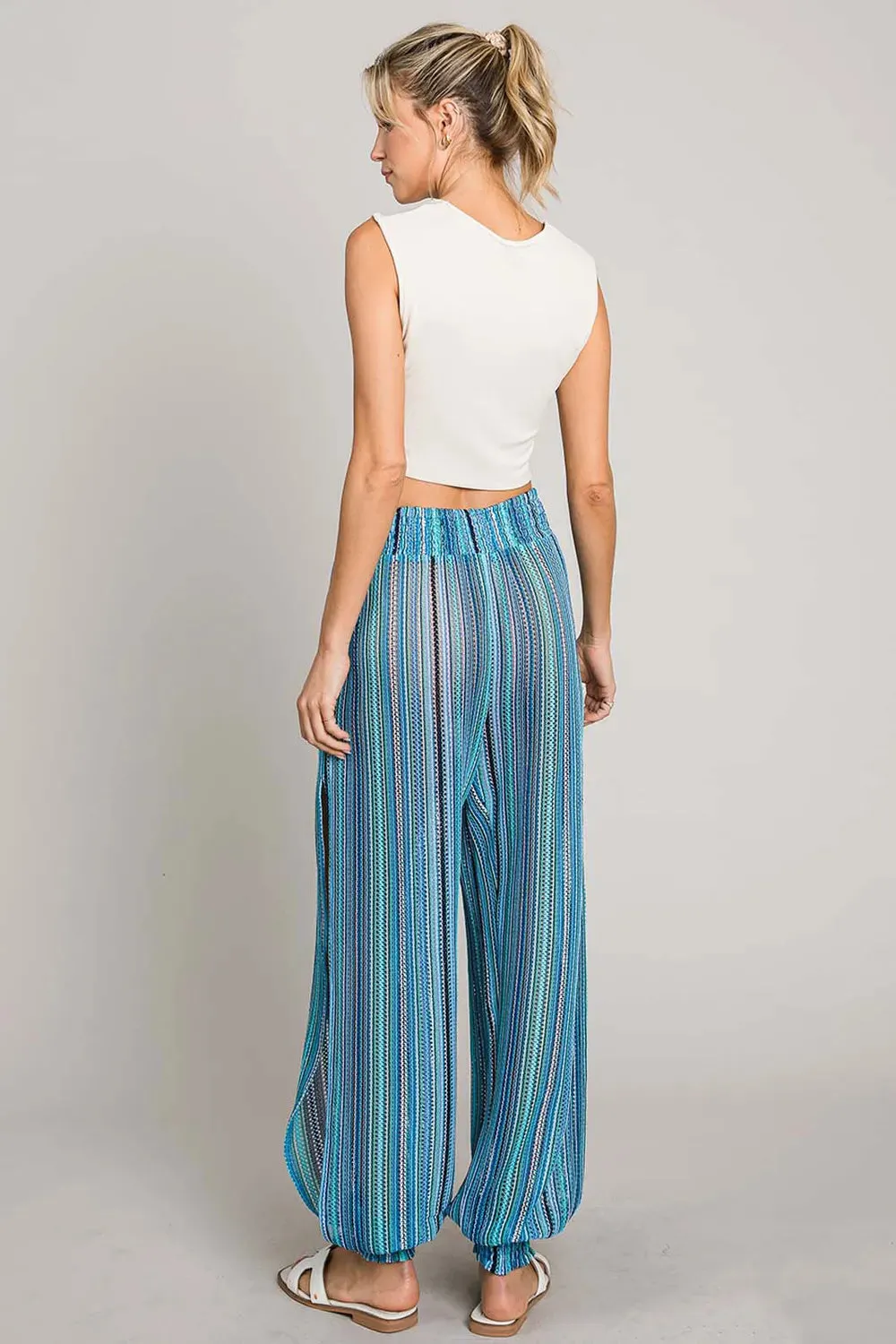 Cotton Bleu by Nu Label Striped Smocked Cover Up Pants - OW *FINAL SALE*