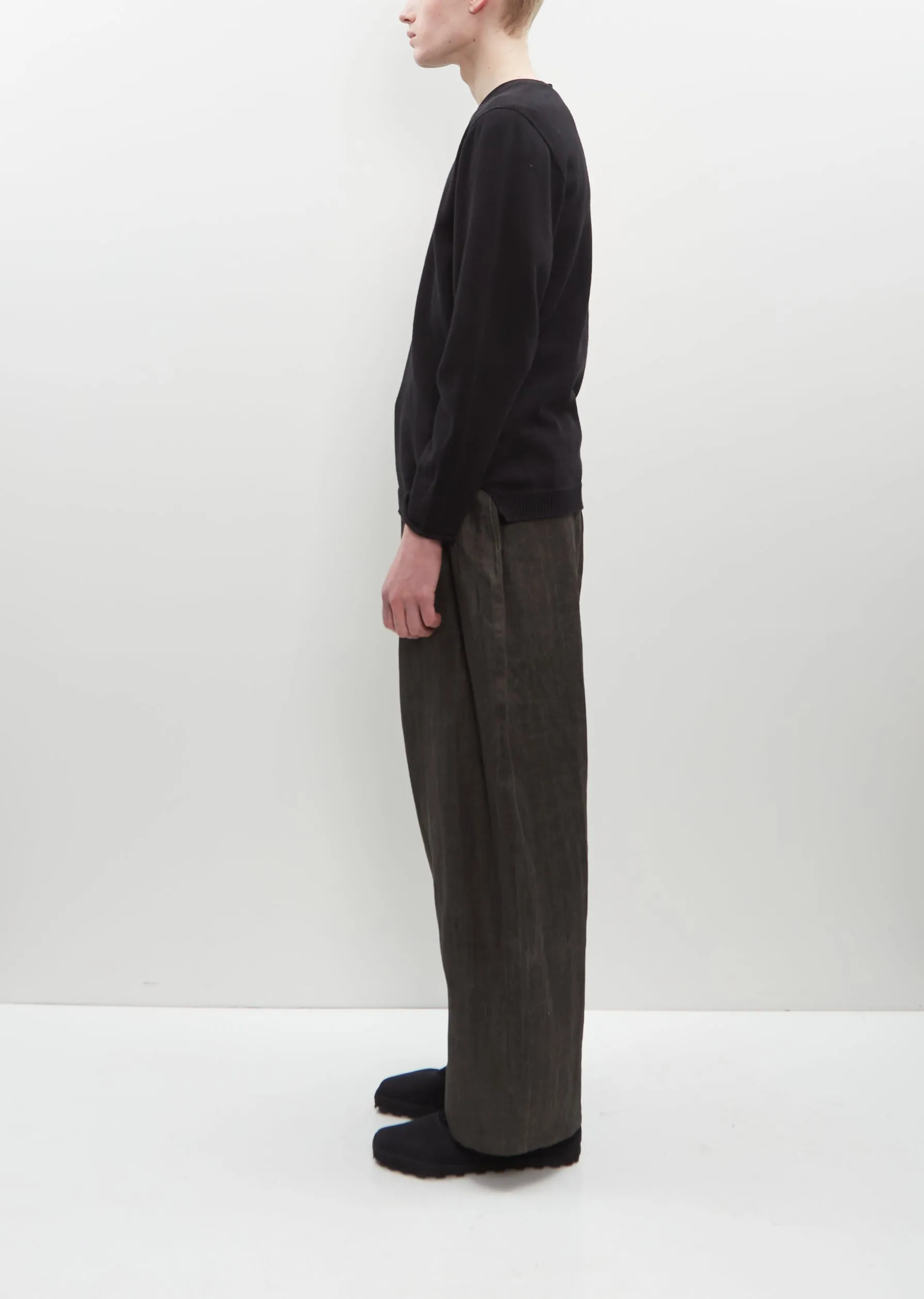 Cotton Cashmere Round Neck Sweater — Black
