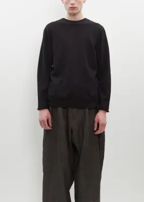 Cotton Cashmere Round Neck Sweater — Black