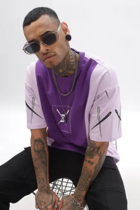CrossBlock  Purple&Lavender Dropshoulder Tee