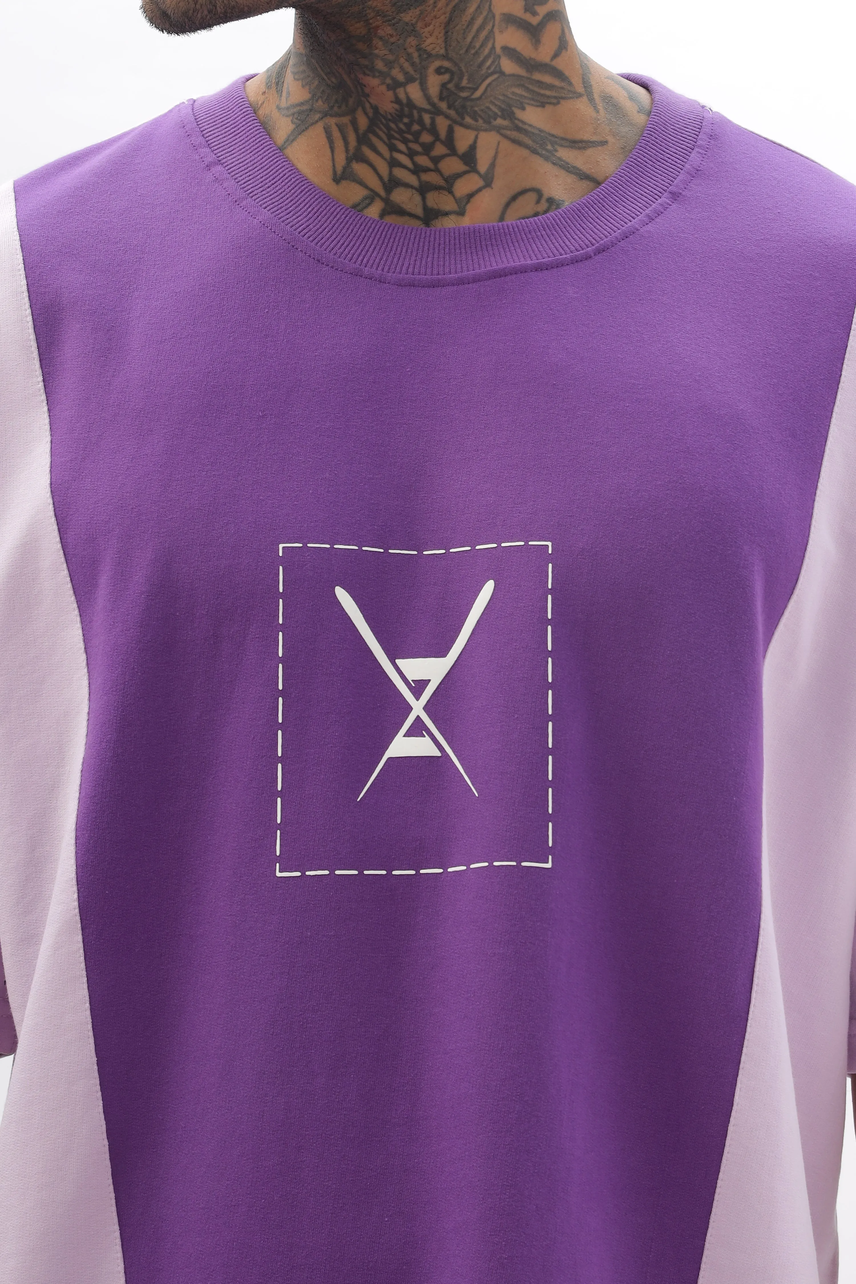CrossBlock  Purple&Lavender Dropshoulder Tee