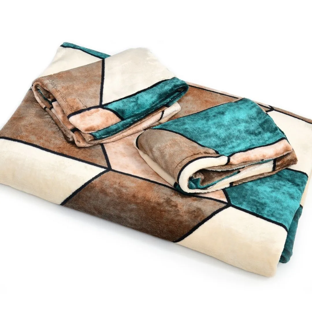 Cube Illusion Stylish and Warm Winter Nights Woolen Double Bedsheet