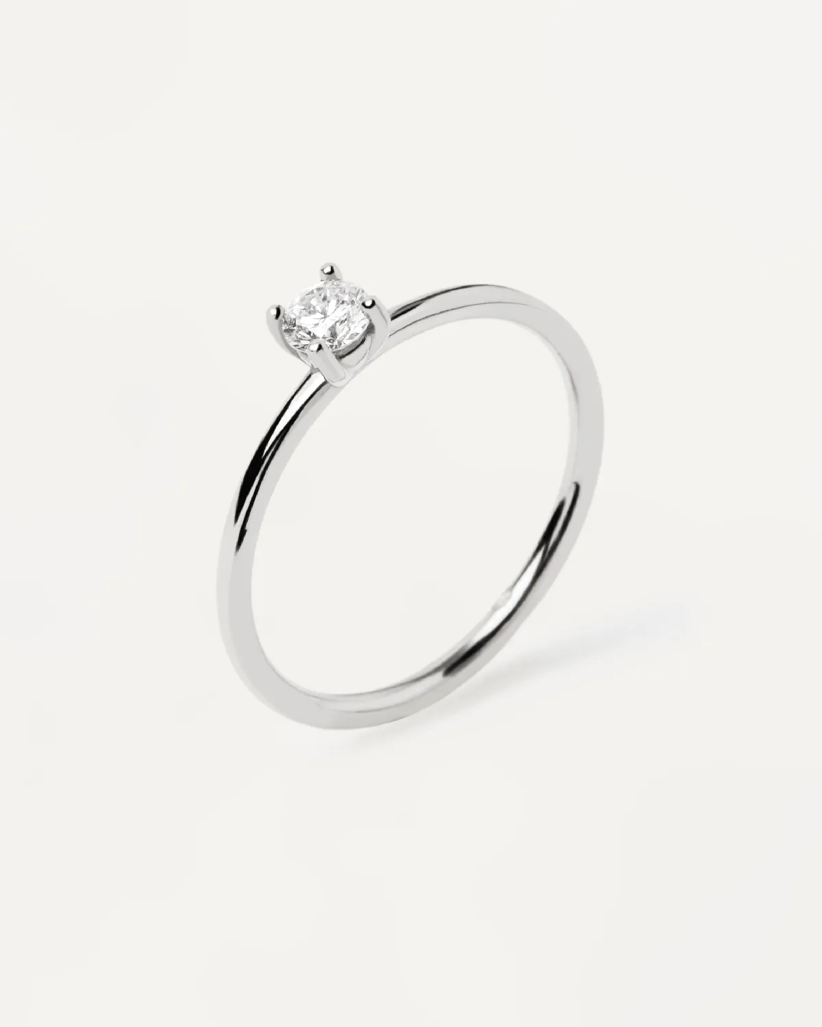 Diamonds and White Gold Solitaire Medium Ring