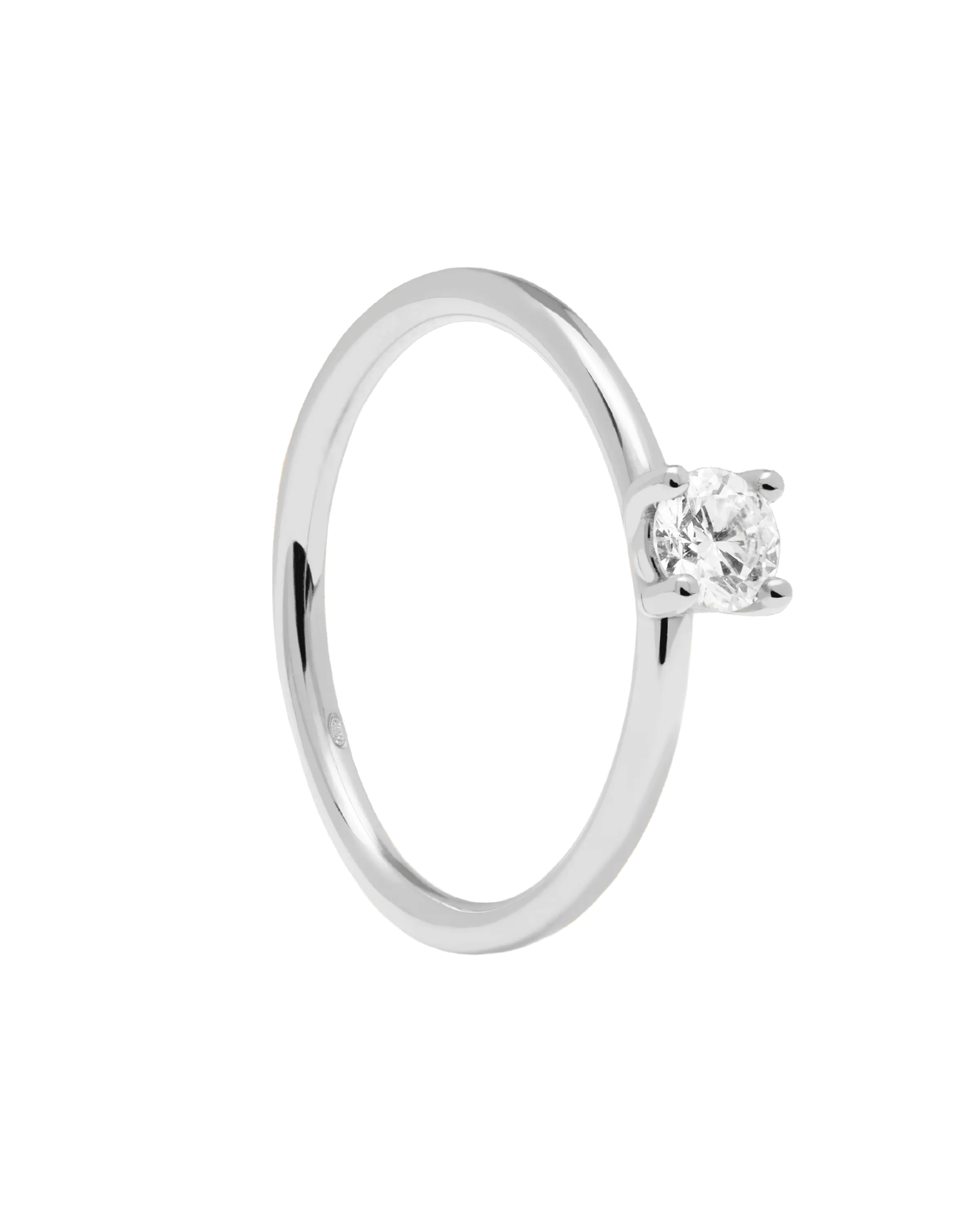 Diamonds and White Gold Solitaire Medium Ring