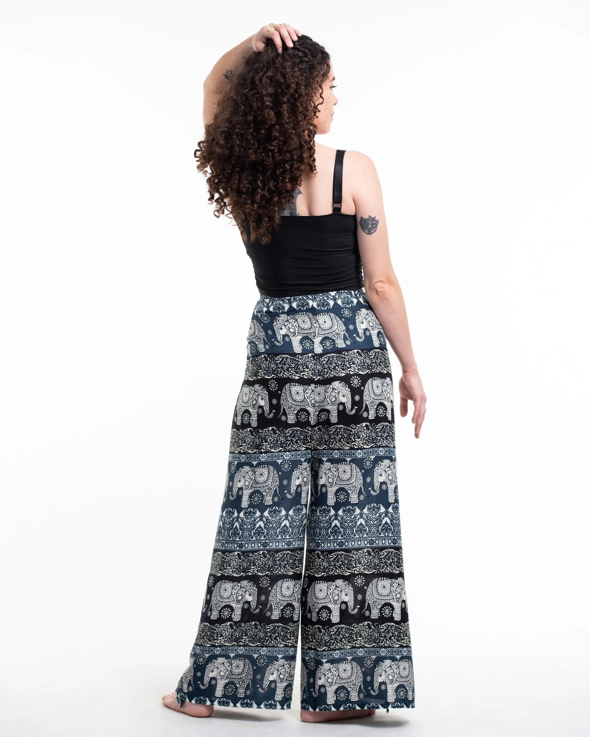 Divine Elephant Wrap Palazzo Style Harem Pants in Navy