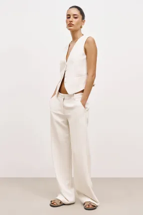 Draped Mid Rise Trousers - Cream