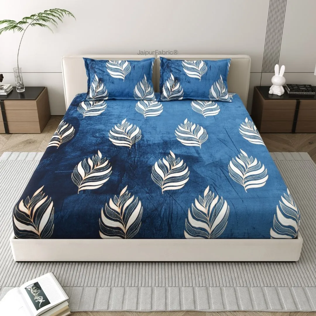 Elegant Feather Pattern Warm Winter Nights Woolen Double Bedsheet