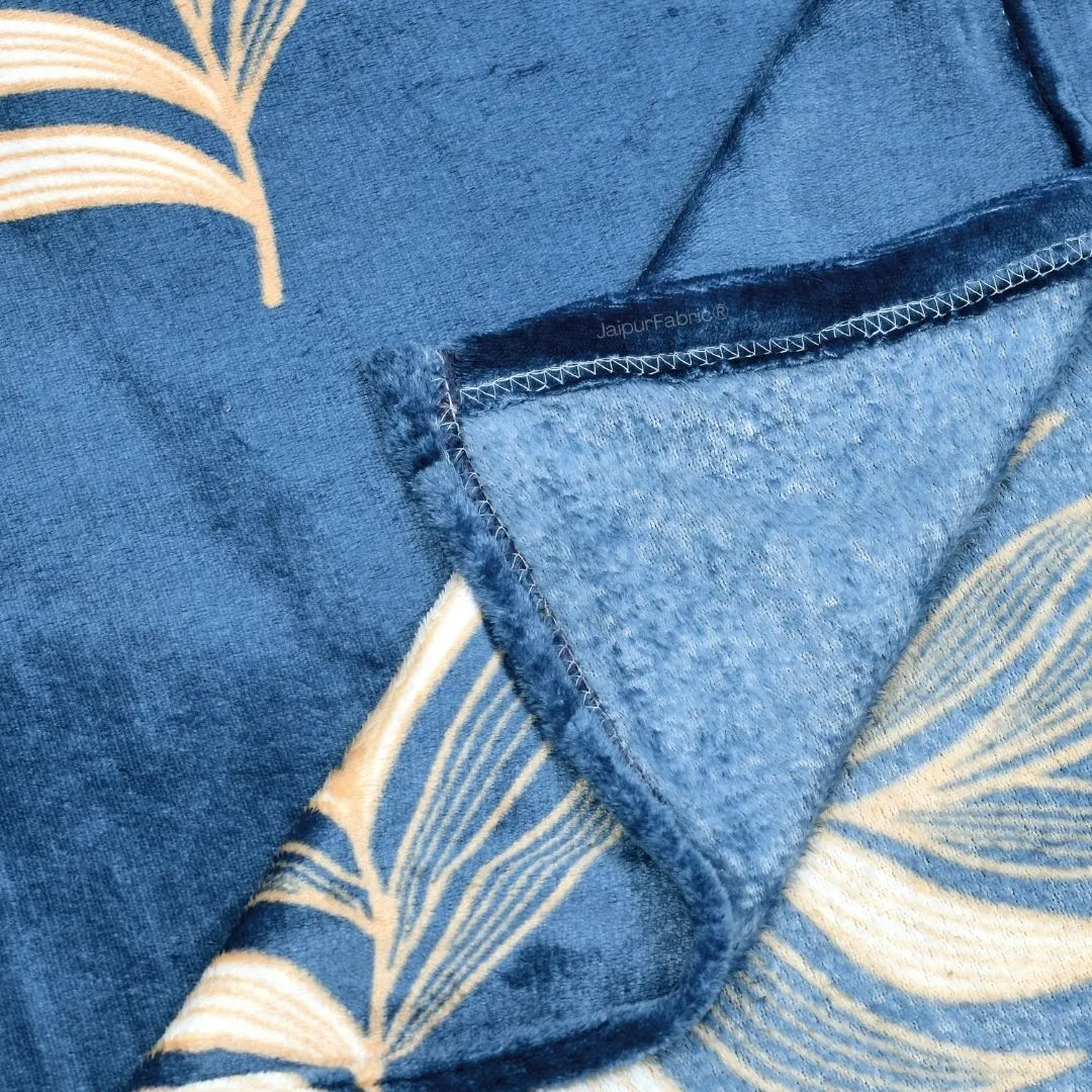 Elegant Feather Pattern Warm Winter Nights Woolen Double Bedsheet