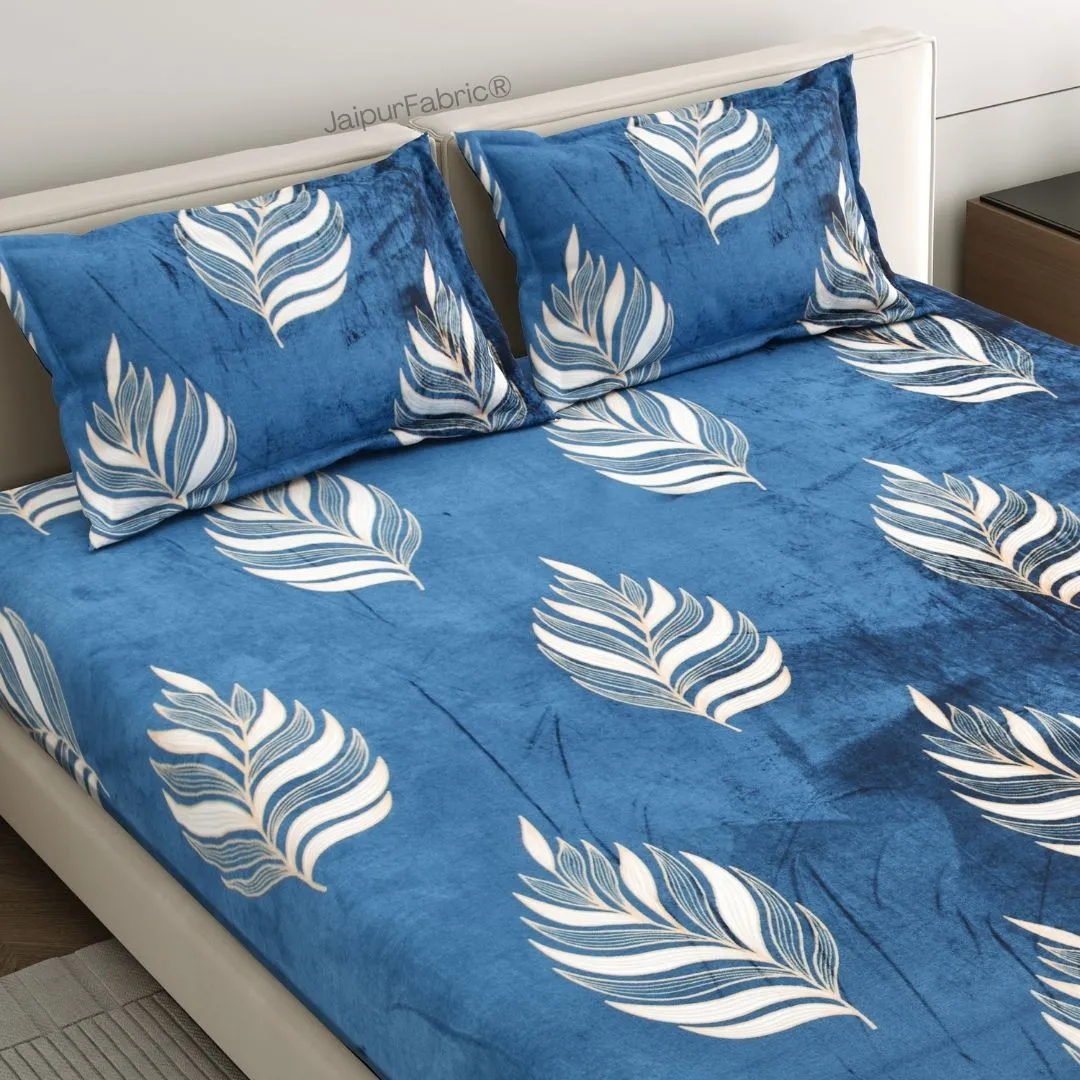 Elegant Feather Pattern Warm Winter Nights Woolen Double Bedsheet