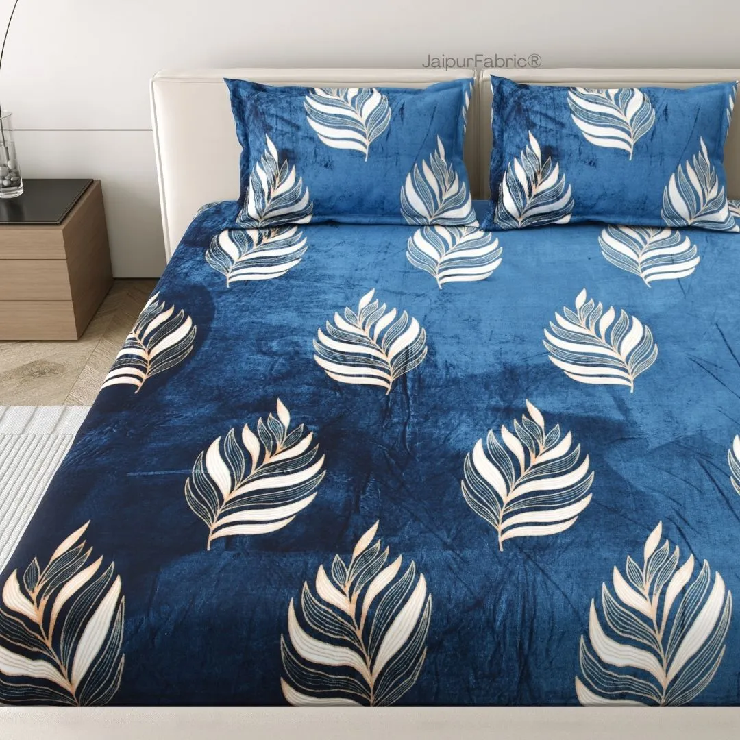 Elegant Feather Pattern Warm Winter Nights Woolen Double Bedsheet