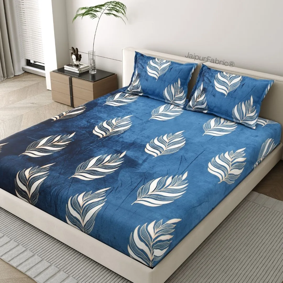Elegant Feather Pattern Warm Winter Nights Woolen Double Bedsheet