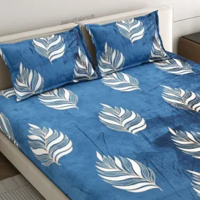 Elegant Feather Pattern Warm Winter Nights Woolen Double Bedsheet