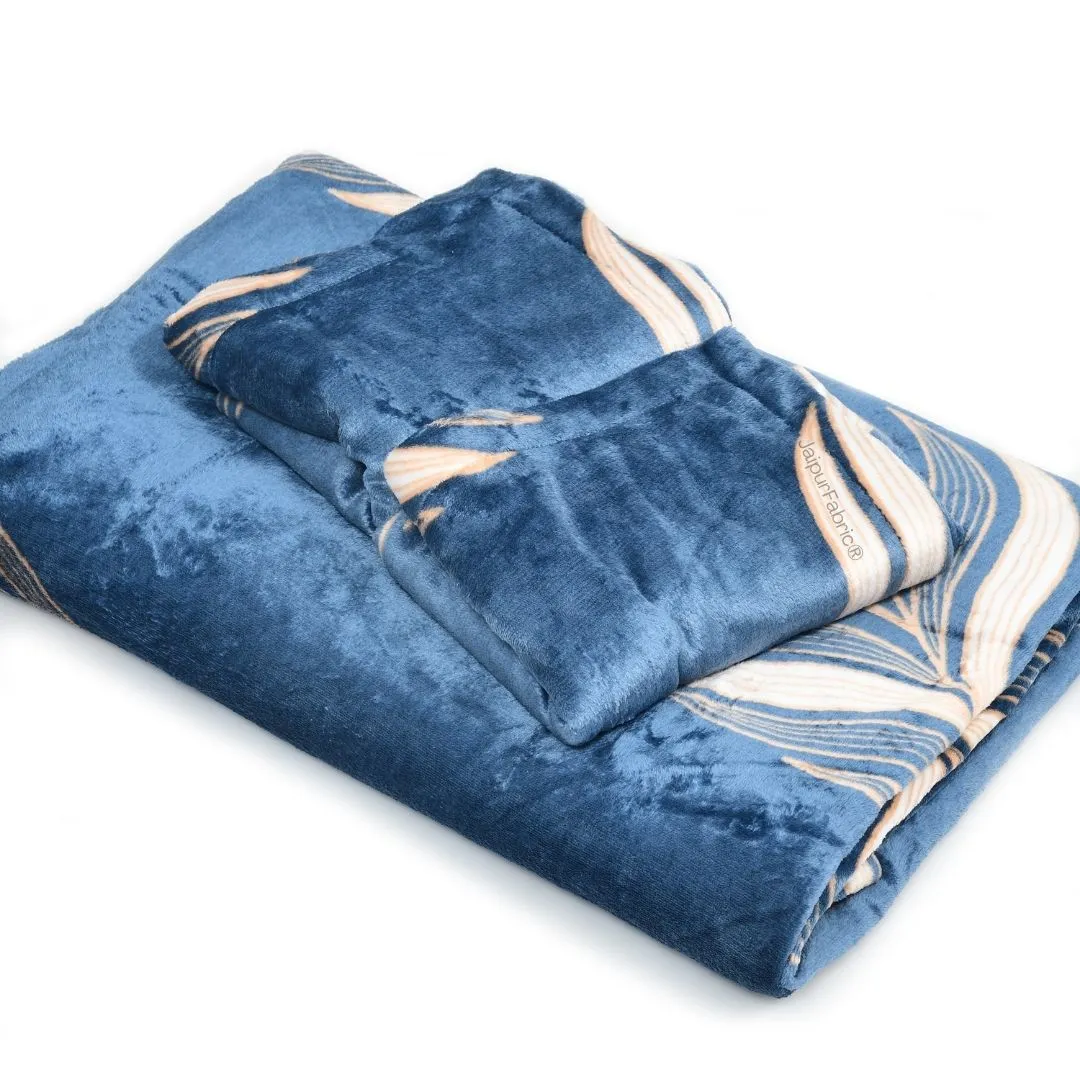 Elegant Feather Pattern Warm Winter Nights Woolen Double Bedsheet
