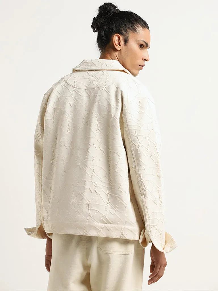 ETA Off-White Self-Patterned Cotton Blend Relaxed Fit Jacket
