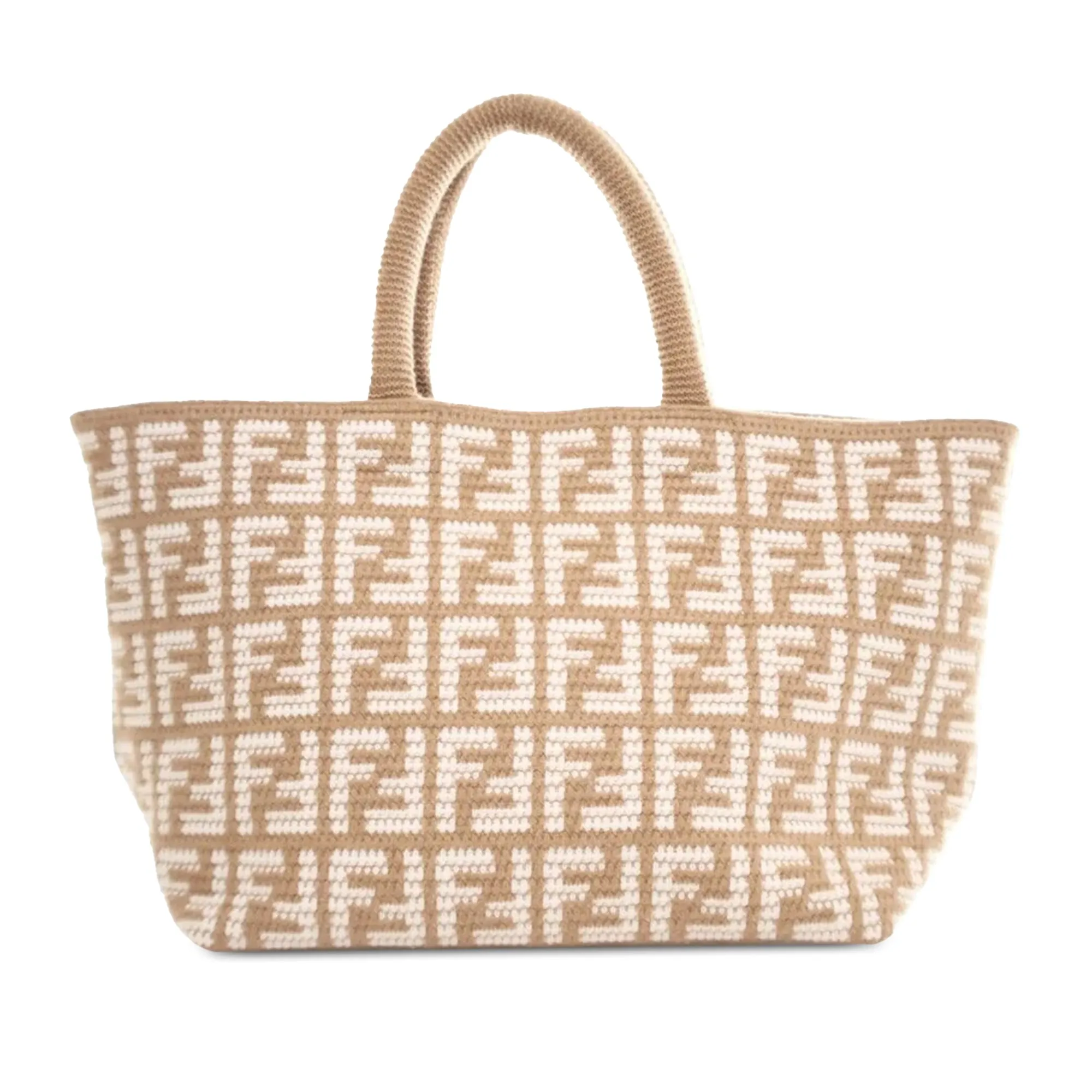 Large Fendi Zucca Shopper Tote in Beige Cashmere