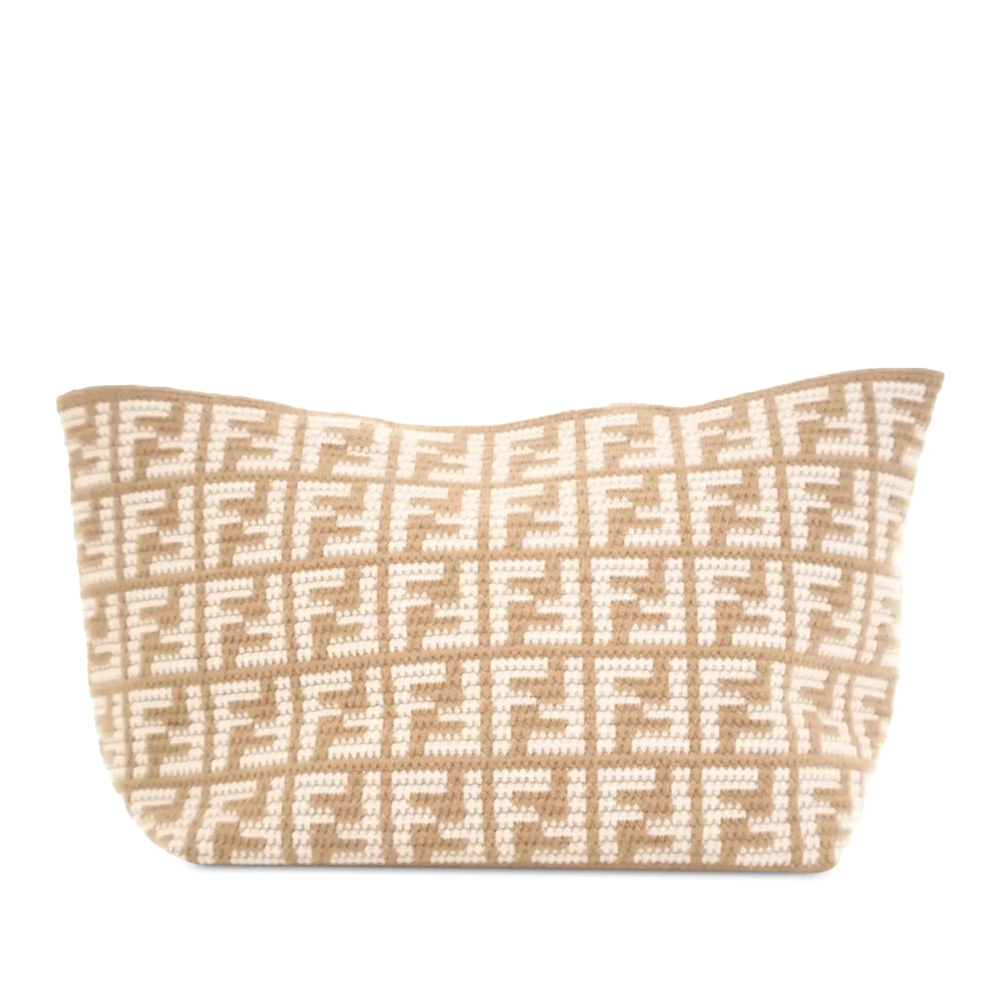 Large Fendi Zucca Shopper Tote in Beige Cashmere