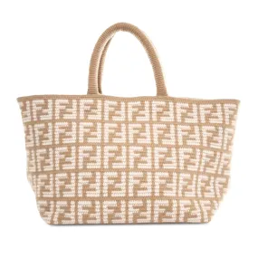Large Fendi Zucca Shopper Tote in Beige Cashmere