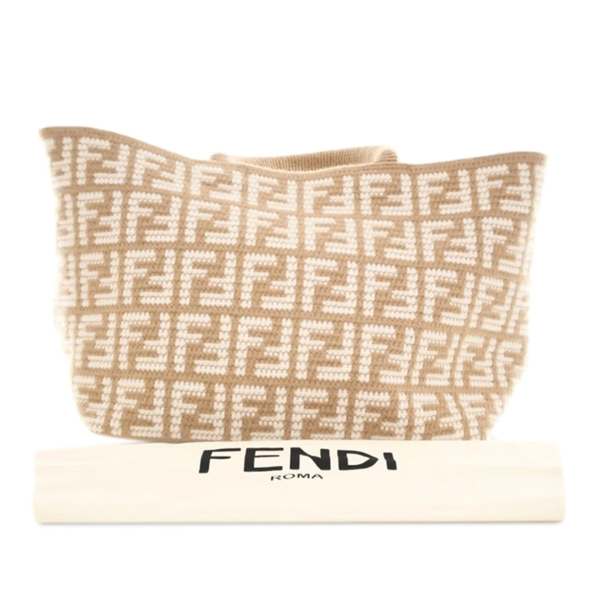 Large Fendi Zucca Shopper Tote in Beige Cashmere