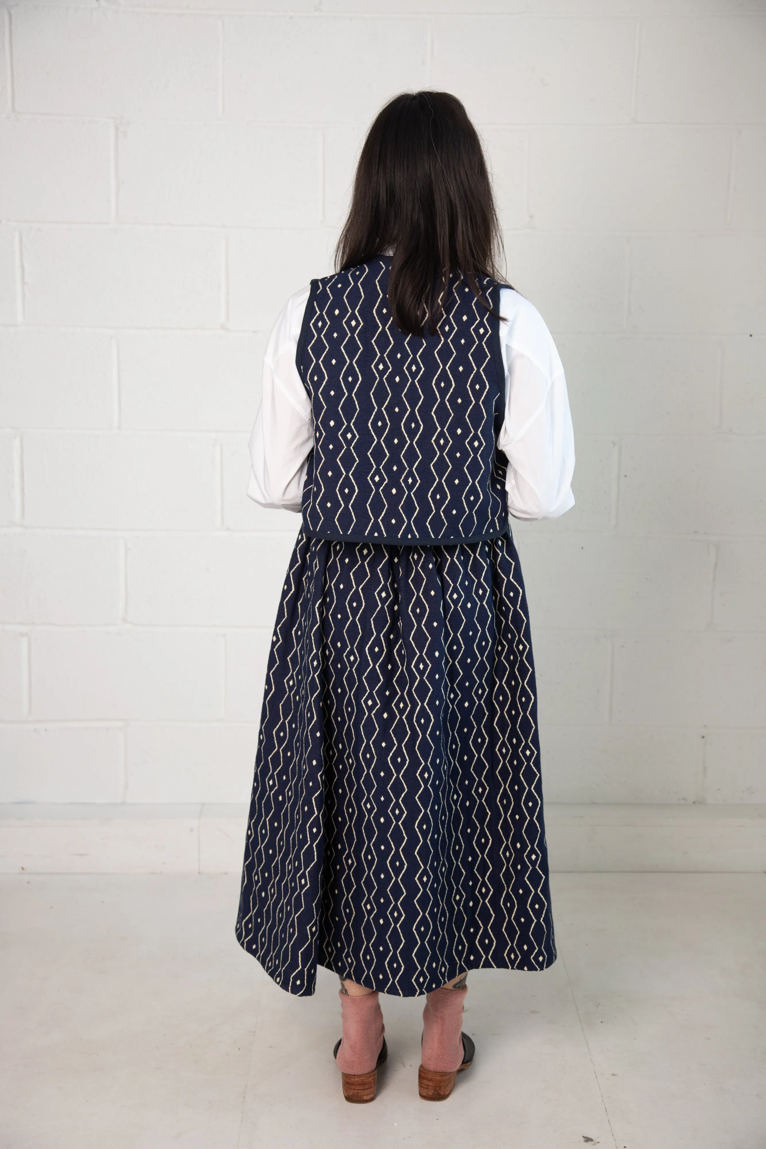 Folky Skirt in Blue and Cream