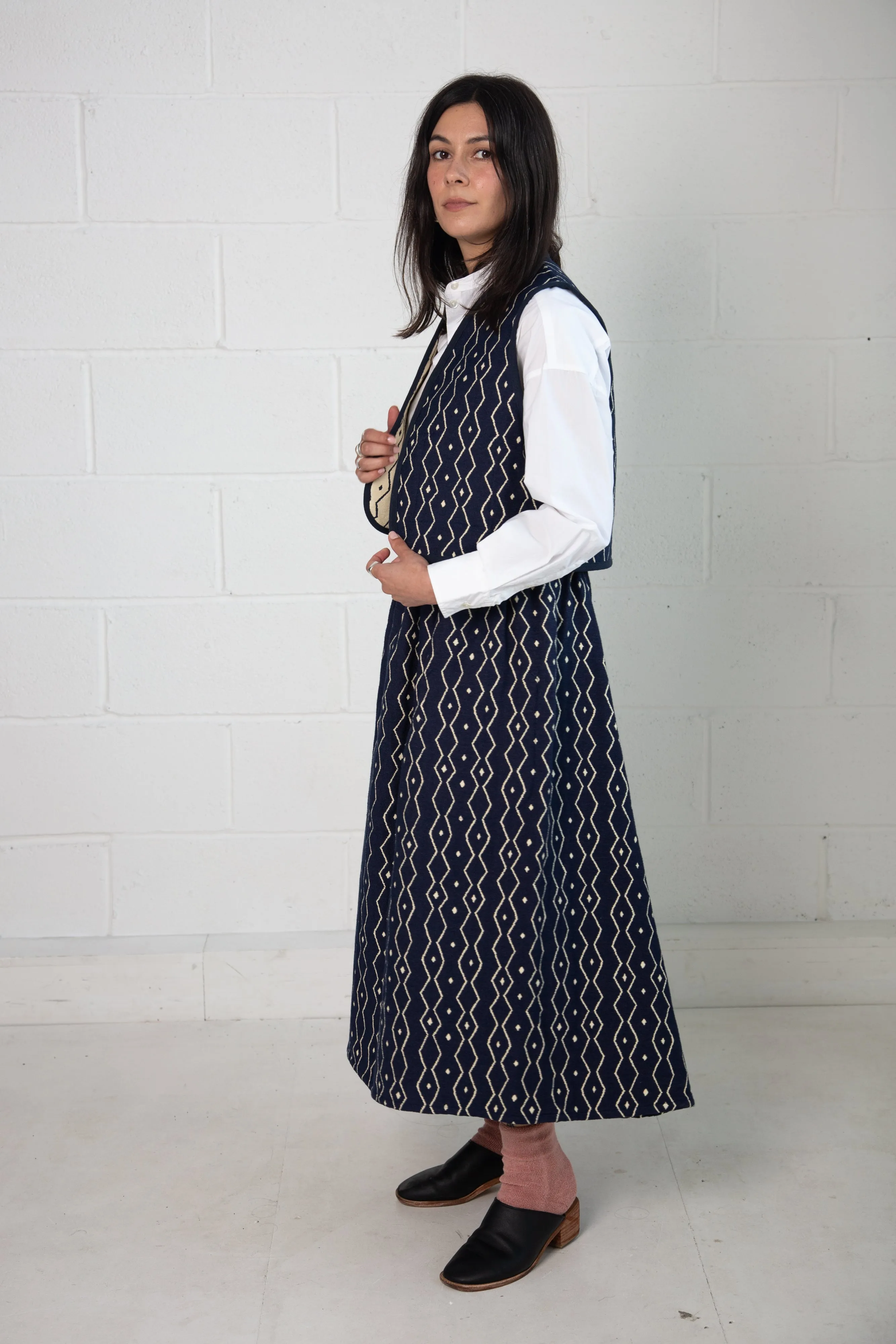 Folky Skirt in Blue and Cream