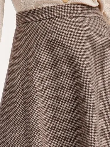 Houndstooth Washable Woolen A-Line Skirt