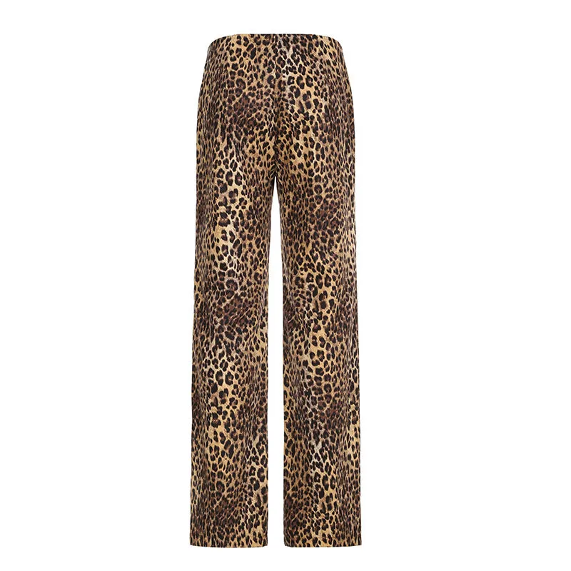 Leopard Print Wide-Leg Pants