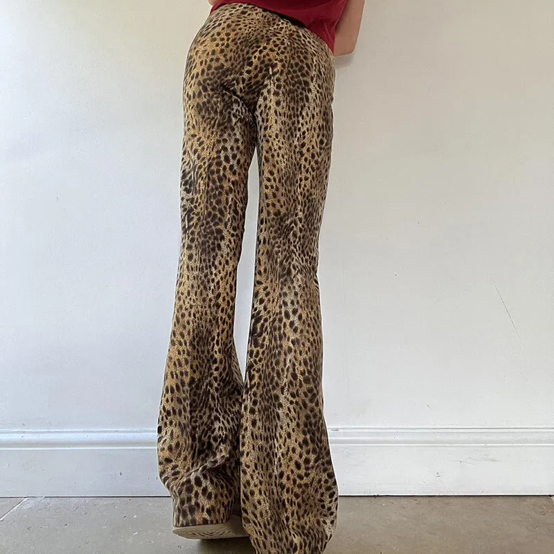 Leopard Print Wide-Leg Pants