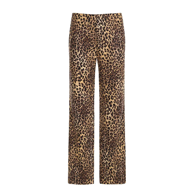 Leopard Print Wide-Leg Pants