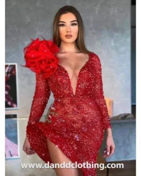 Luxury Evening Dress Red With Bow
