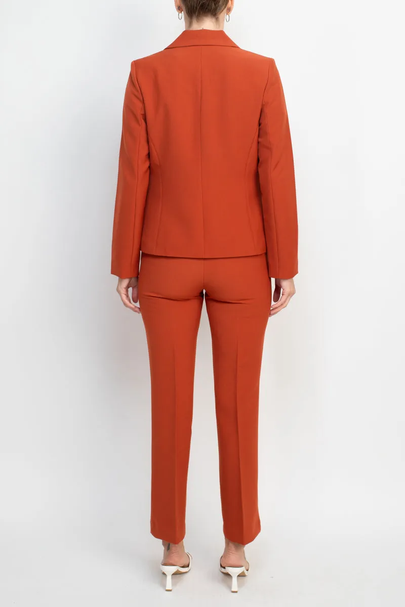 Nanette Nanette Lepore notched collar long sleeve two button closure twill jacket with bi-stretch straight pant