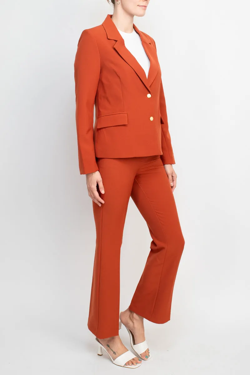 Nanette Nanette Lepore notched collar long sleeve two button closure twill jacket with bi-stretch straight pant