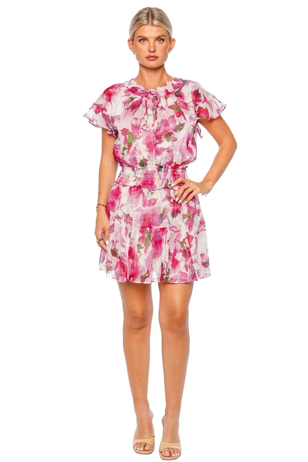 Natalia Garden Fuchsia Ruffled Mini Dress