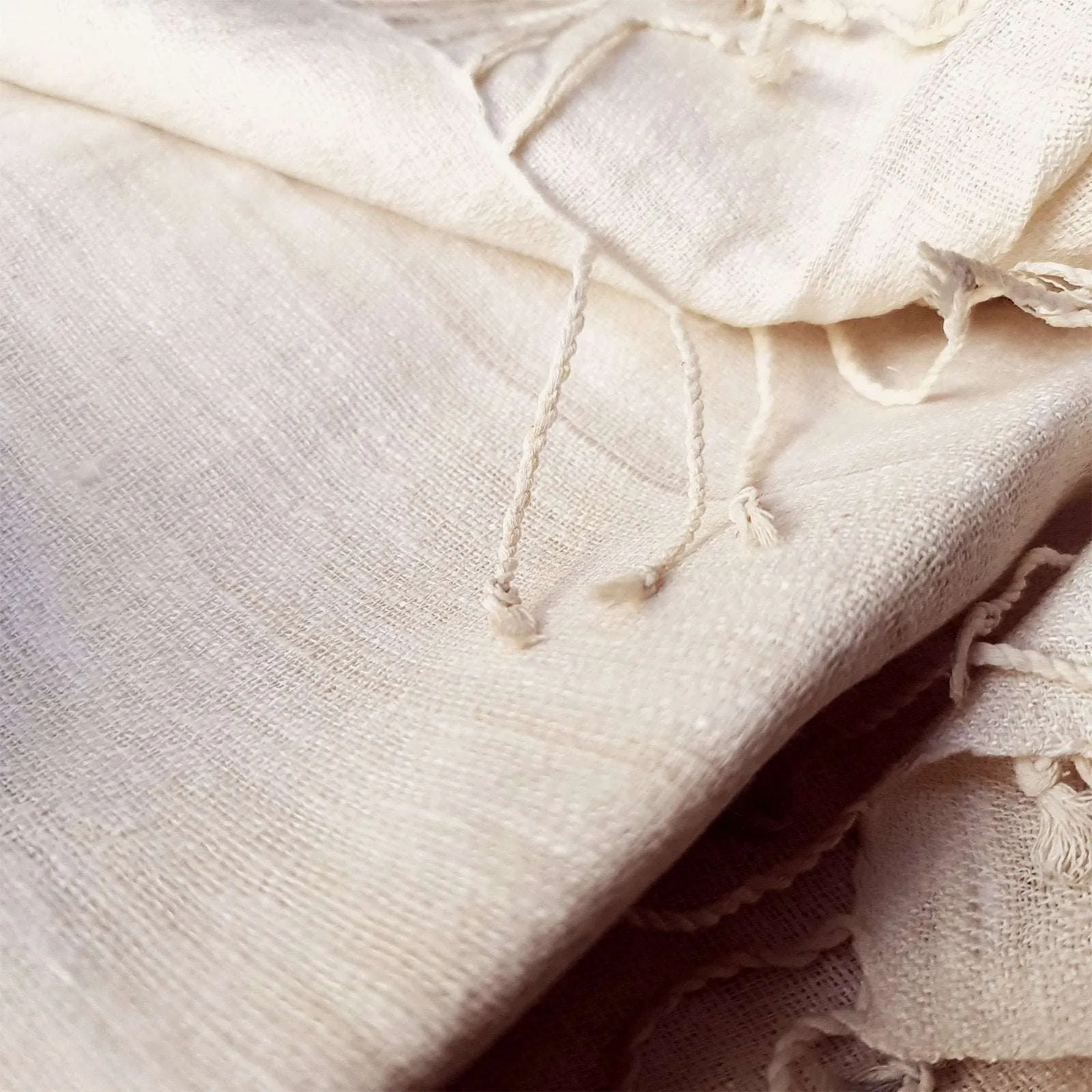 Natural White Handwoven Eri Silk Scarf