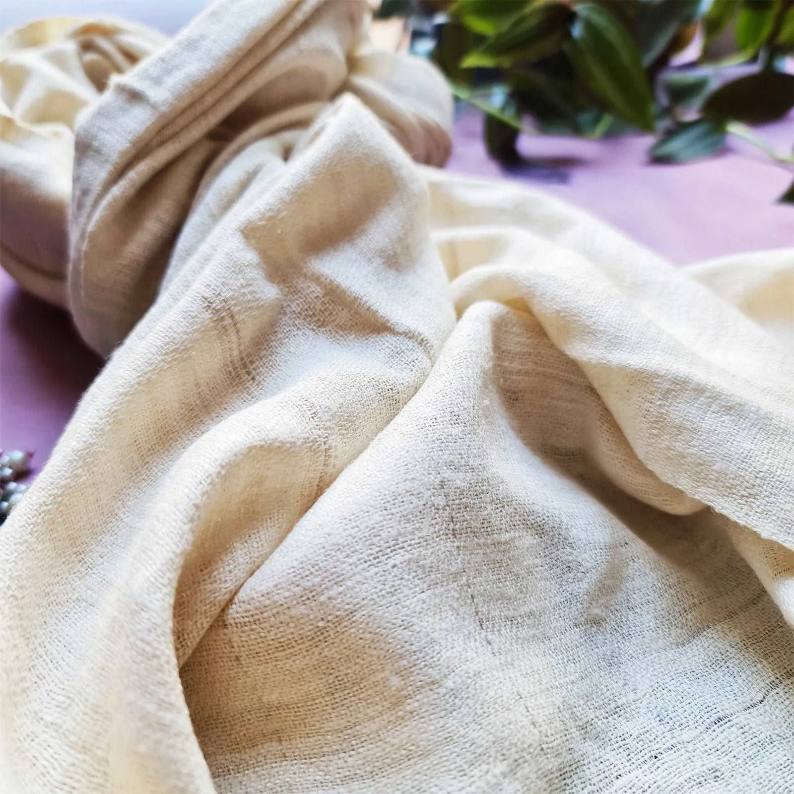 Natural White Handwoven Eri Silk Scarf